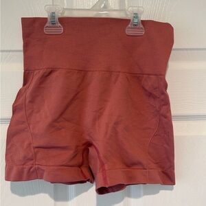 Women's Sz Small Burnt Orange High Waisted Biker Shorts Athleisure Activewear